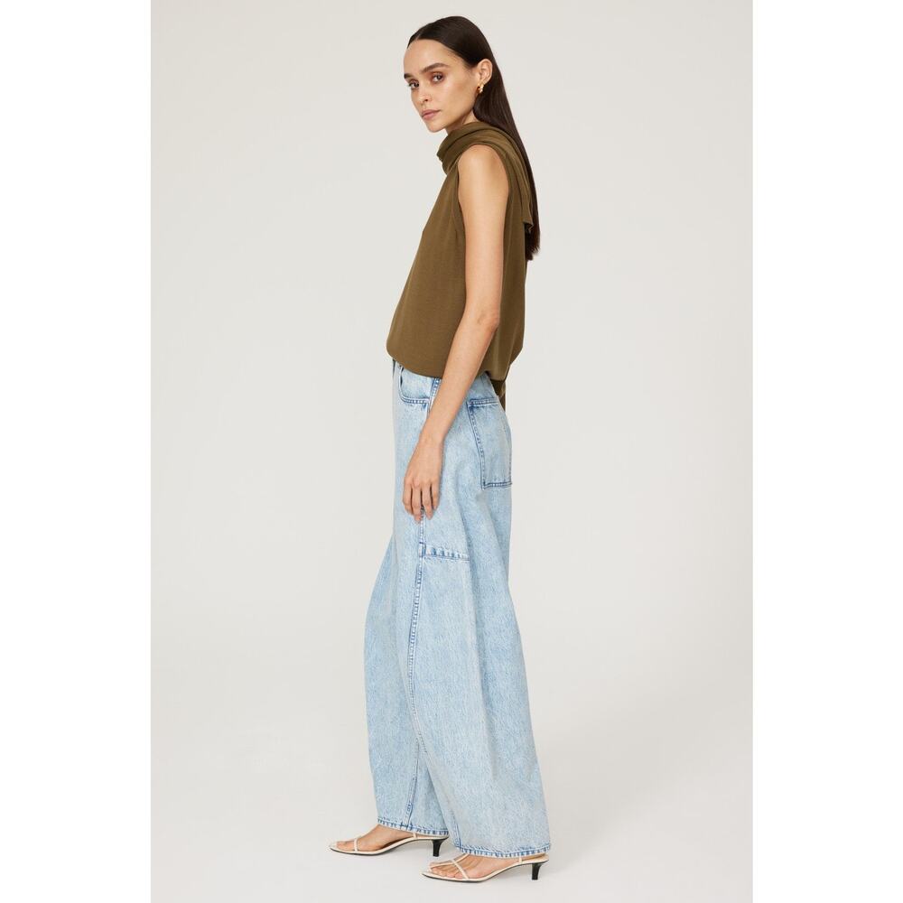Tibi Acid Wash Light Blue Iceberg Baggy Patched Barrel Leg Relaxed Jeans Size 31 - Picture 4 of 16